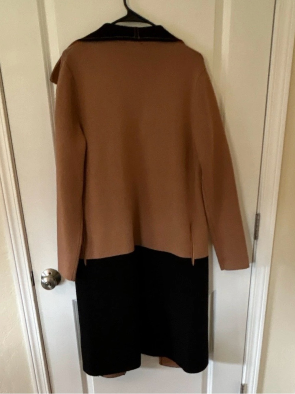 Tahari Black Coat with Camel Stitching Detail - Picture 2 of 4